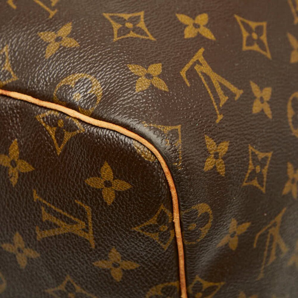 LOUIS VUITTON Authentic Brown Monogram Leather Keepall 55 Boston Bag - Picture 6 of 14